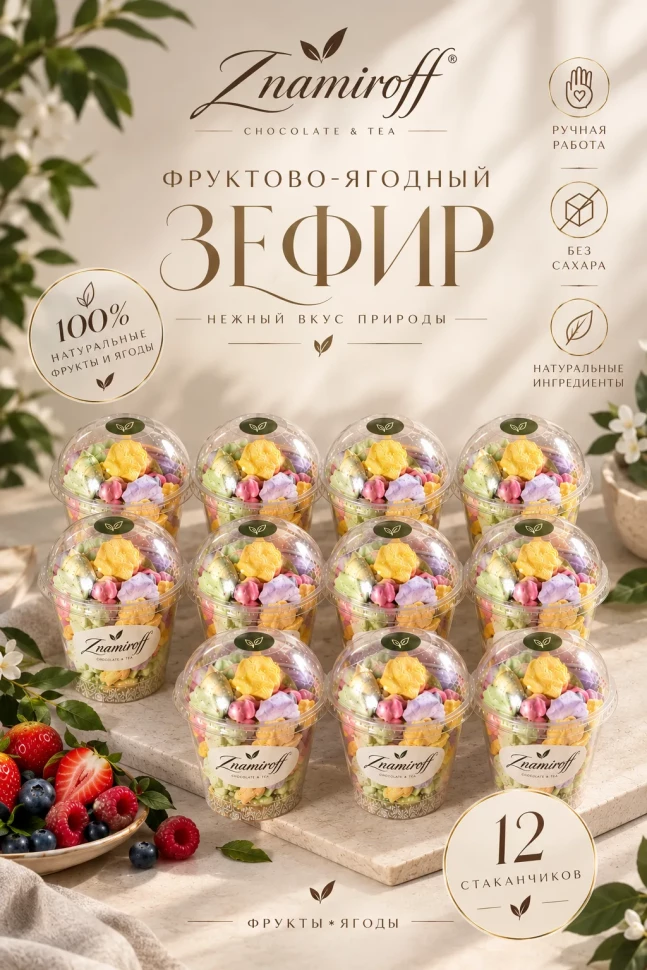  Зефир в стаканчиках без сахара(коробка 12шт по 100гр) в Туле