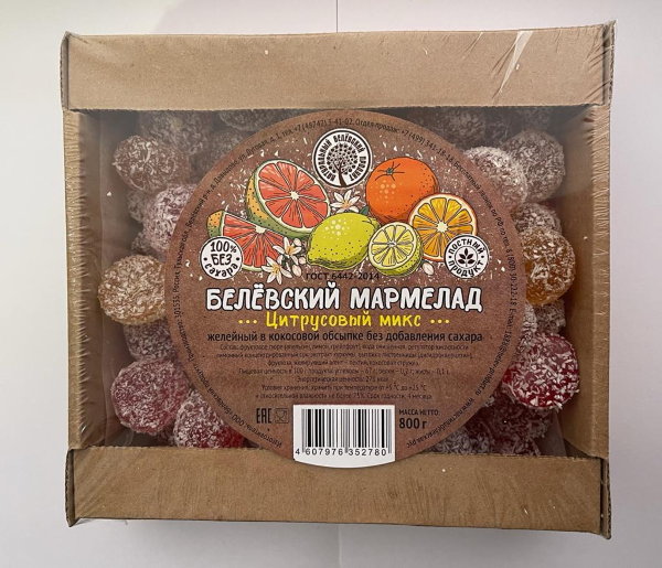 №2 Мармелад белевский на фруктозе 800г "Цитрусовый микс"    в Туле
